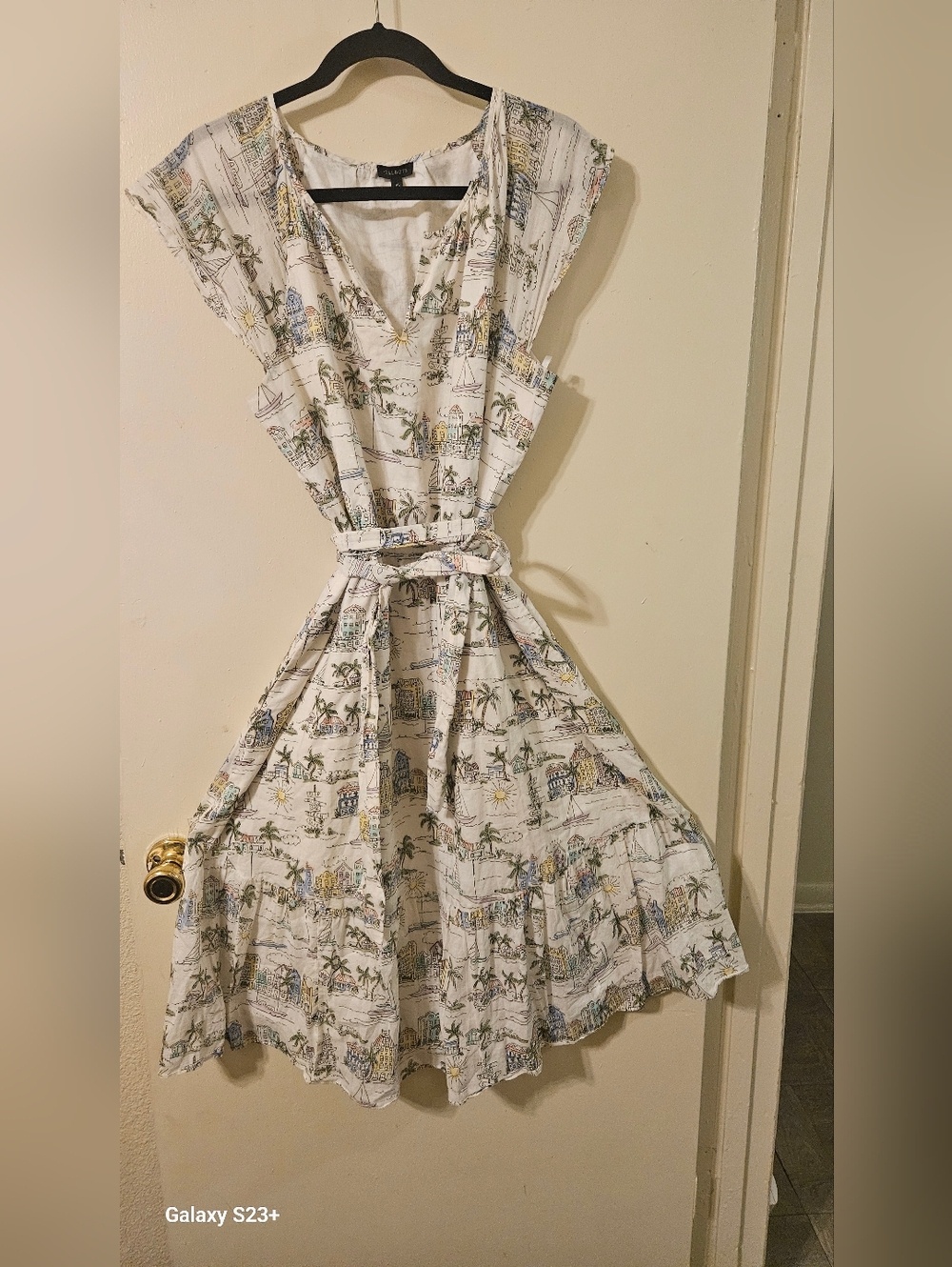 TALBOTS Women's White Coastal Print Midi Dress - Picture 2 of 6
